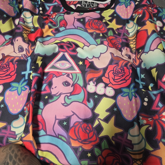 Killstar Other - Colorful Graphic T-Shirt with Unicorn and Rainbow